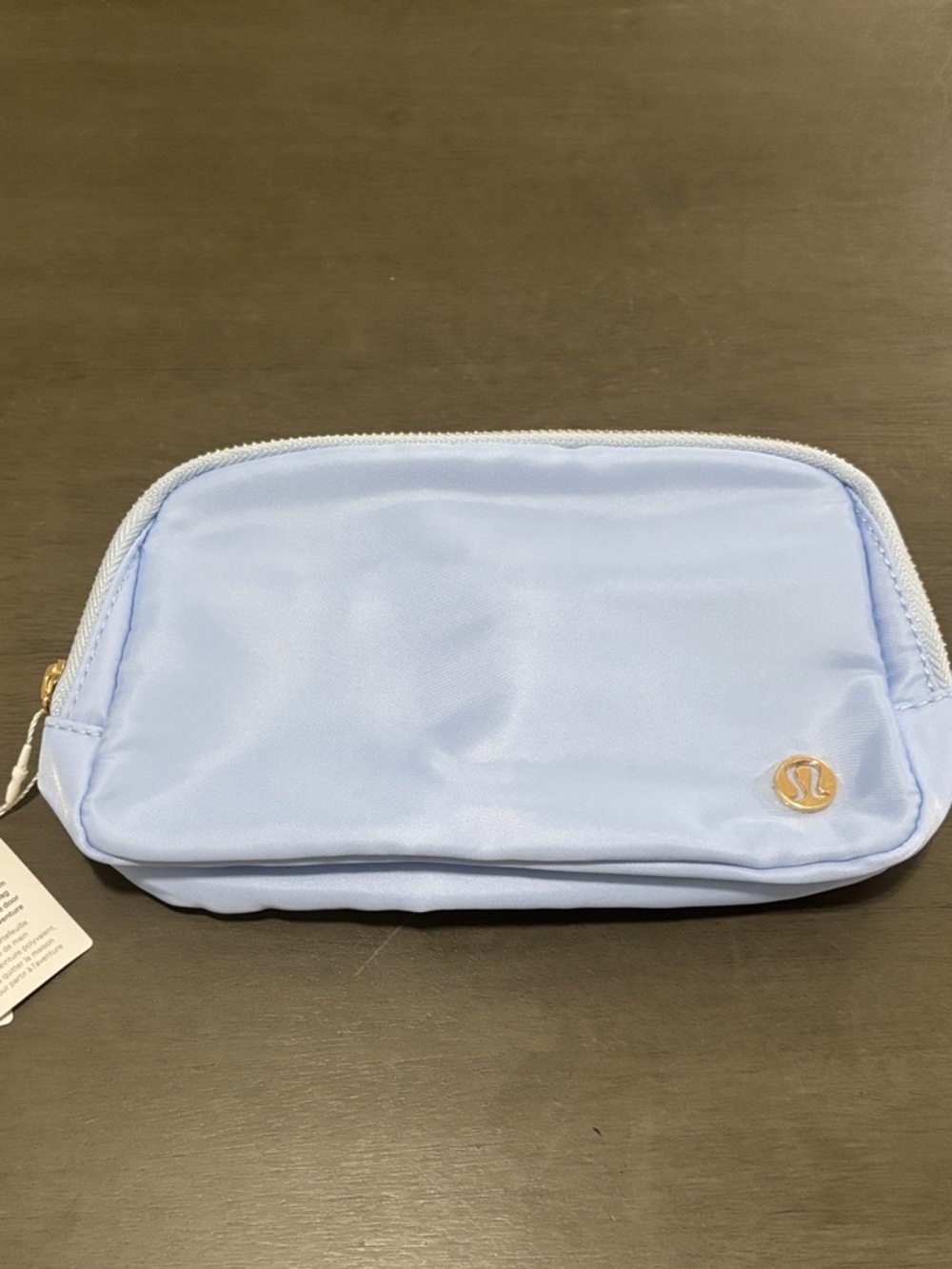 lululemon athletica Light Blue Zip Cosmetic Pouch with Gold Logo